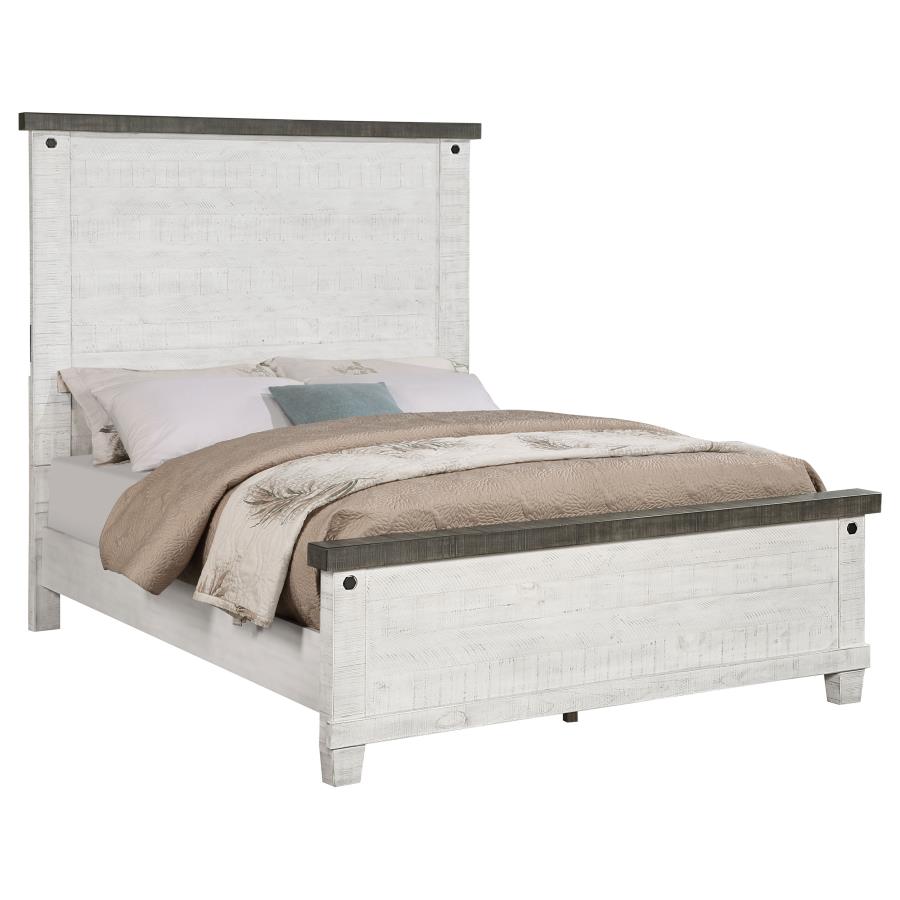 (image for) Lilith Wood Eastern King Panel Bed Distressed White