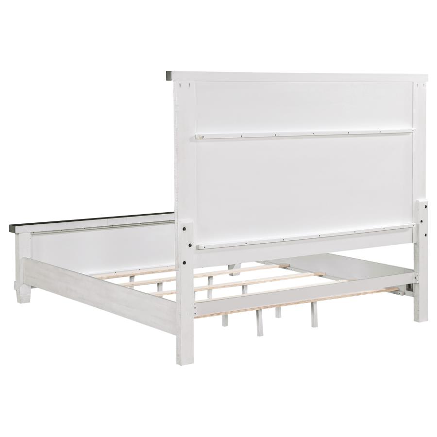 (image for) Lilith Wood Eastern King Panel Bed Distressed White