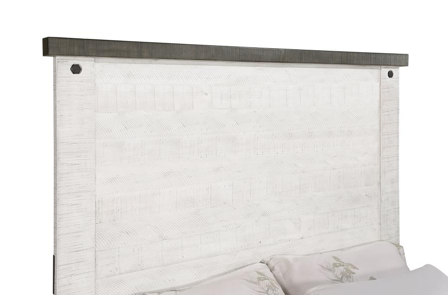 (image for) Lilith Wood Eastern King Panel Bed Distressed White