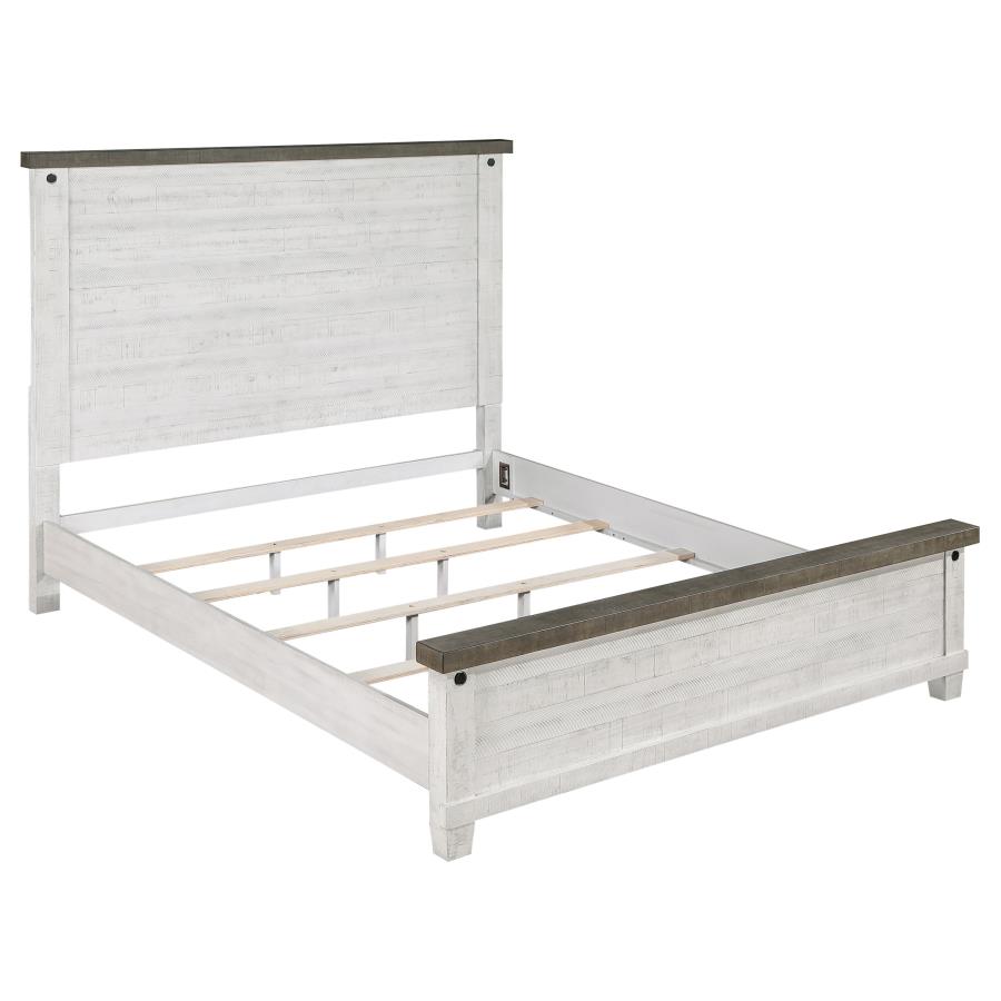 (image for) Lilith Wood Queen Panel Bed Distressed White