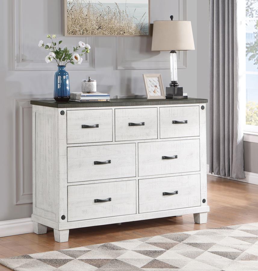 (image for) Lilith 7-drawer Dresser Distressed White