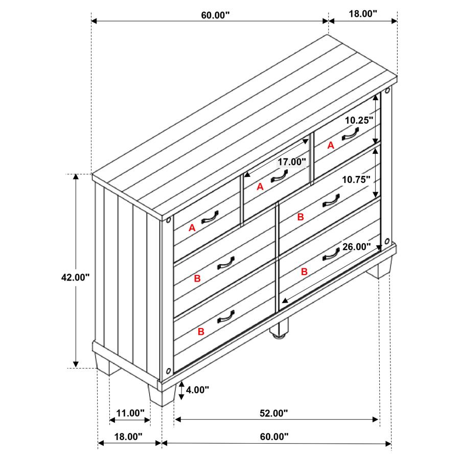 (image for) Lilith 7-drawer Dresser Distressed White