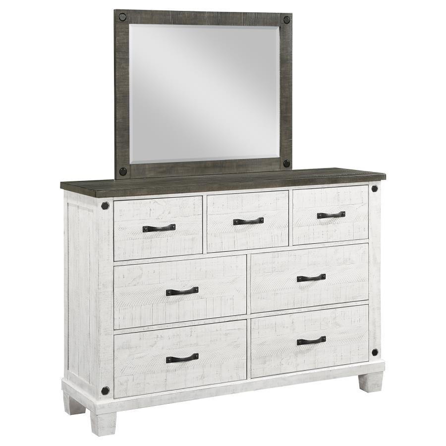 (image for) Lilith 7-drawer Dresser with Mirror Distressed White - Click Image to Close