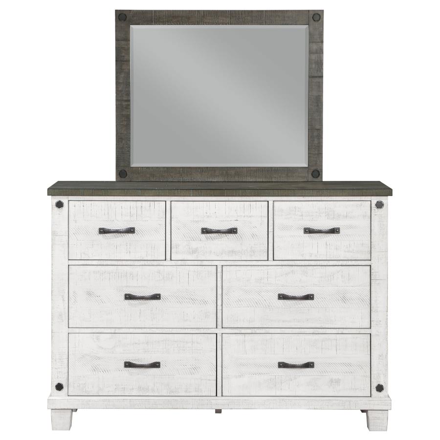 (image for) Lilith 7-drawer Dresser with Mirror Distressed White