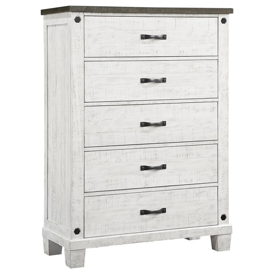 (image for) Lilith 5-drawer Bedroom Chest Distressed White - Click Image to Close