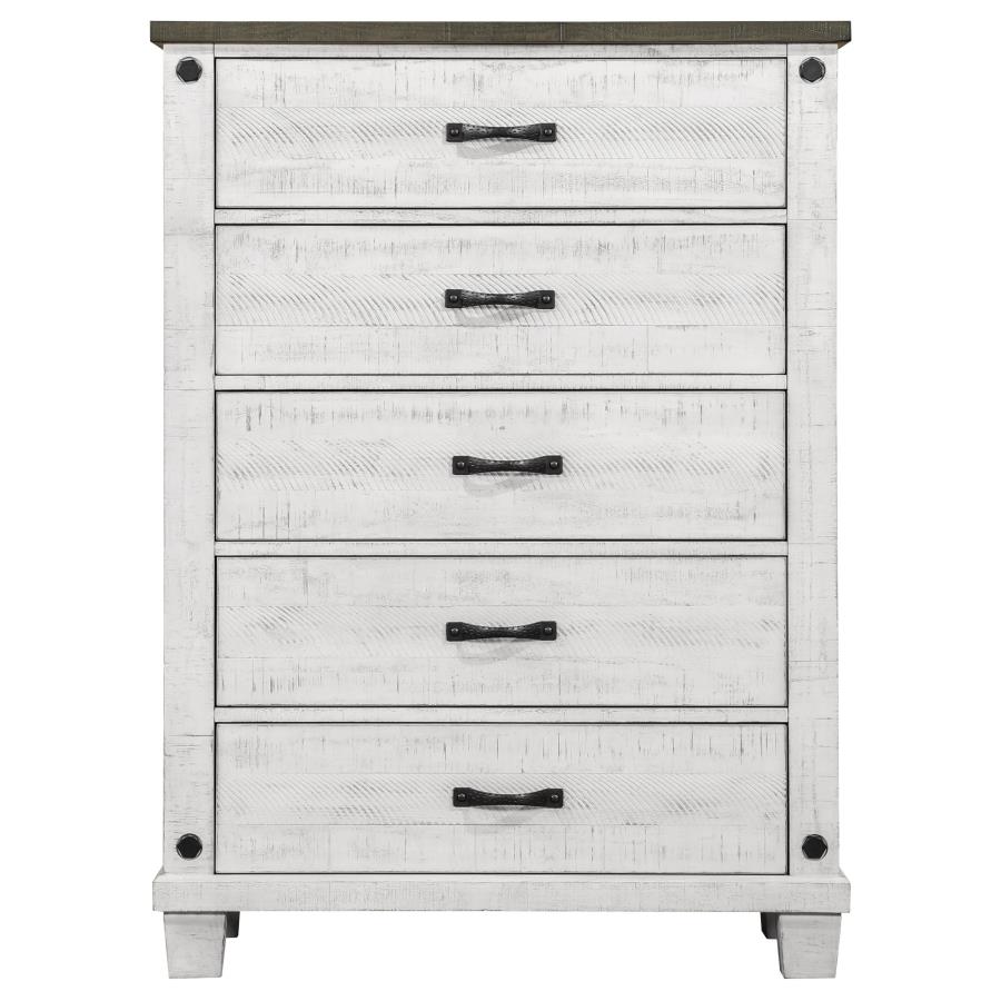 (image for) Lilith 5-drawer Bedroom Chest Distressed White