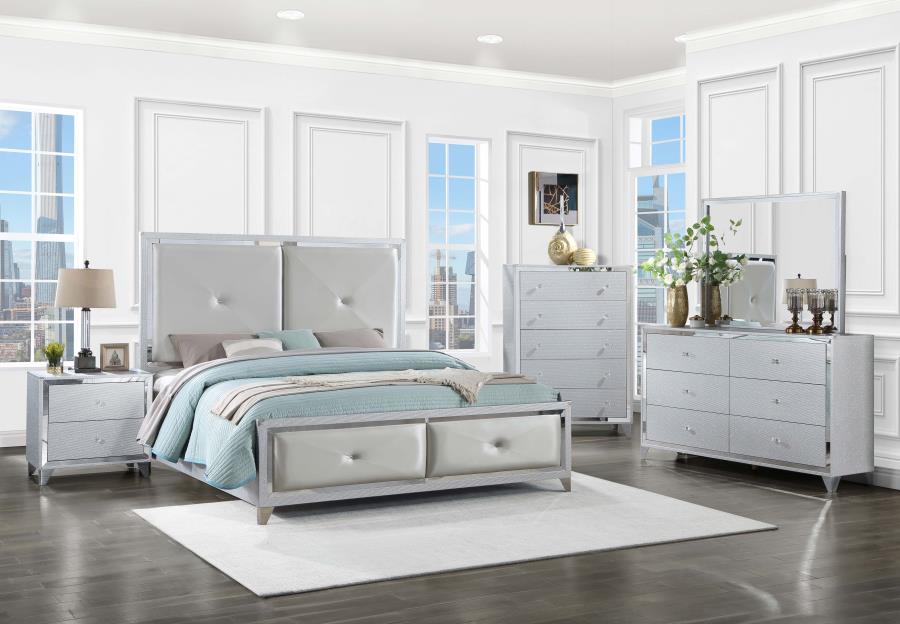 (image for) Larue Wood California King Panel Bed Silver