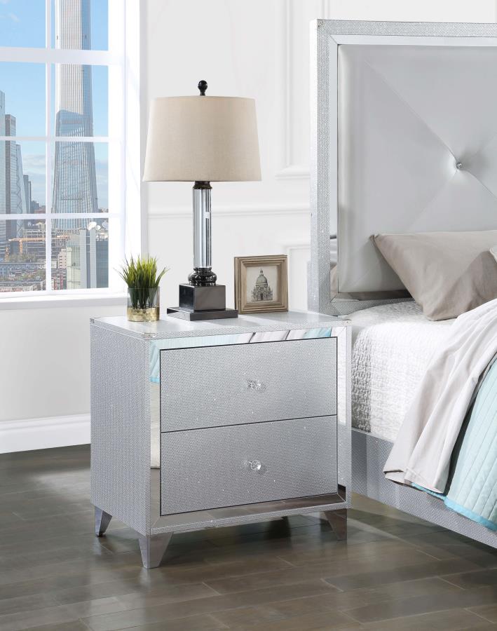 (image for) Larue 2-drawer Nightstand Silver