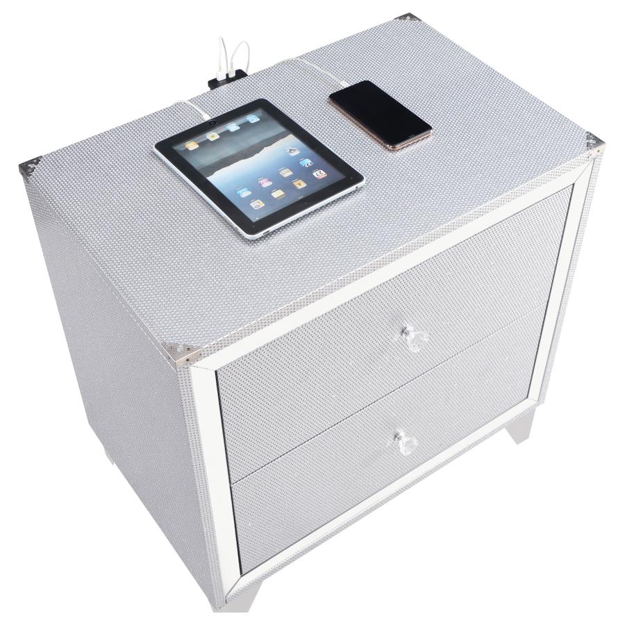 (image for) Larue 2-drawer Nightstand Silver