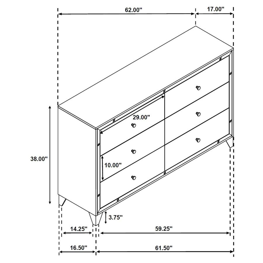 (image for) Larue 6-drawer Dresser Silver