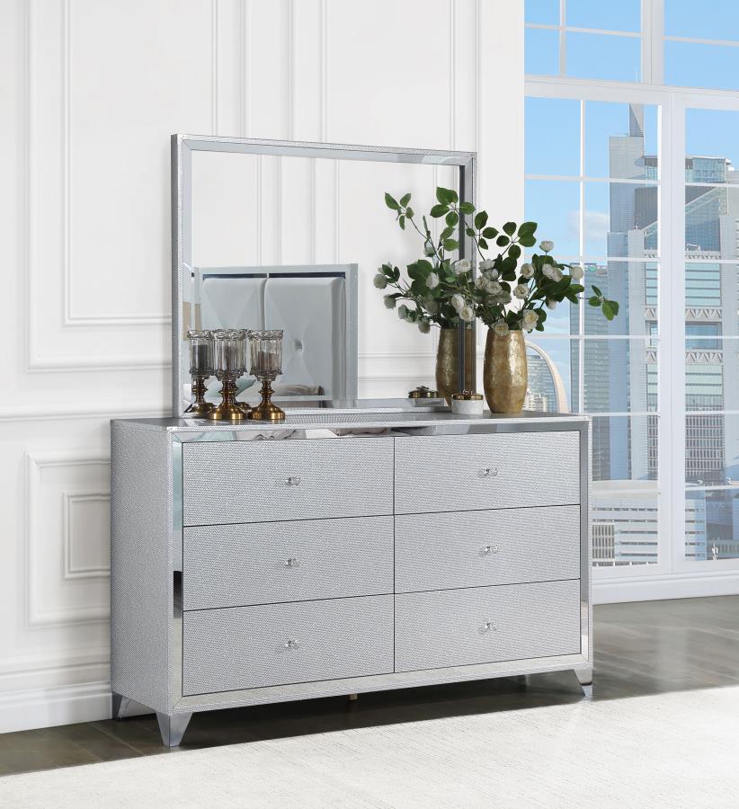 (image for) Larue 6-drawer Dresser with Mirror Silver