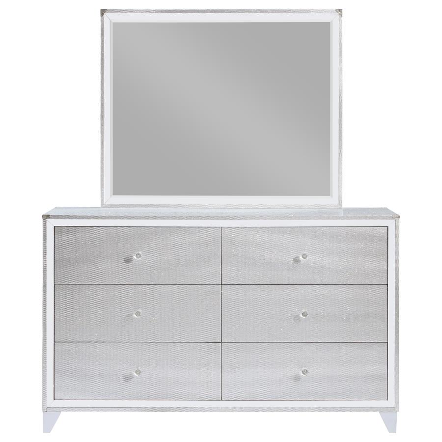 (image for) Larue 6-drawer Dresser with Mirror Silver