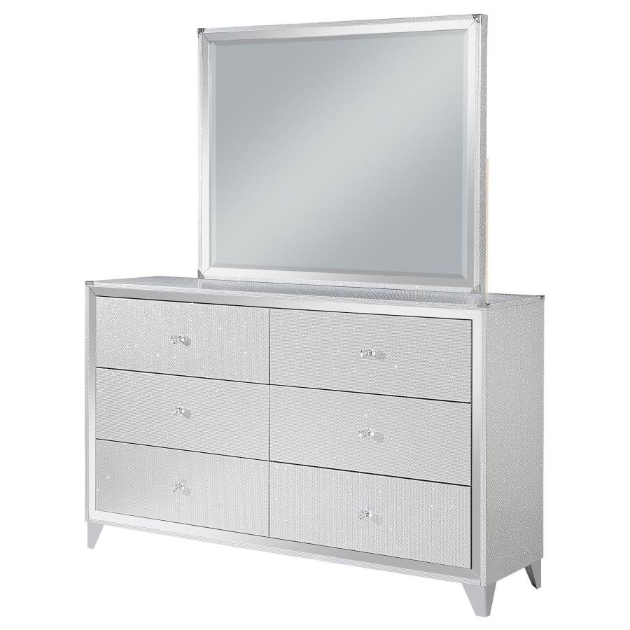 (image for) Larue 6-drawer Dresser with Mirror Silver