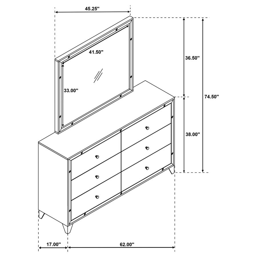 (image for) Larue 6-drawer Dresser with Mirror Silver