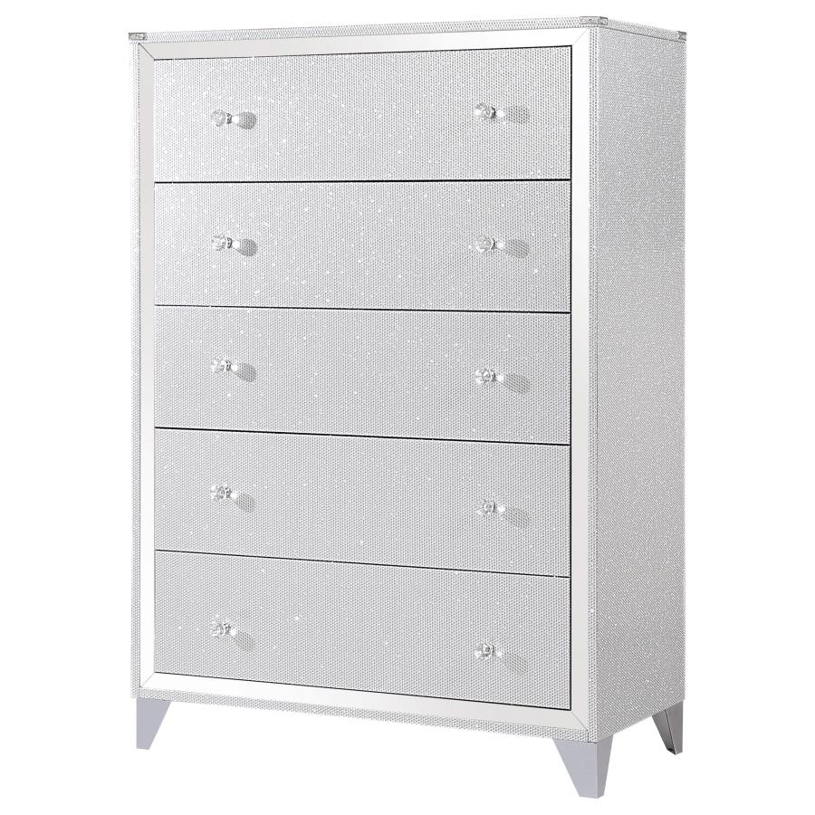 (image for) Larue 5-drawer Bedroom Chest Silver