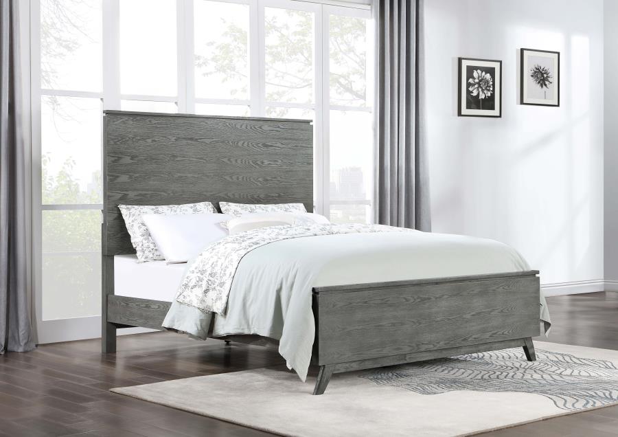 (image for) Nathan Wood California King Panel Bed Grey