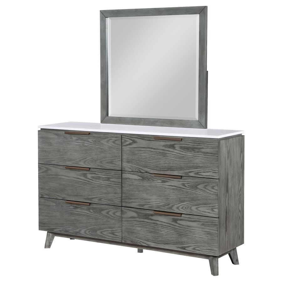 (image for) Nathan 6-drawer Dresser with Mirror Grey