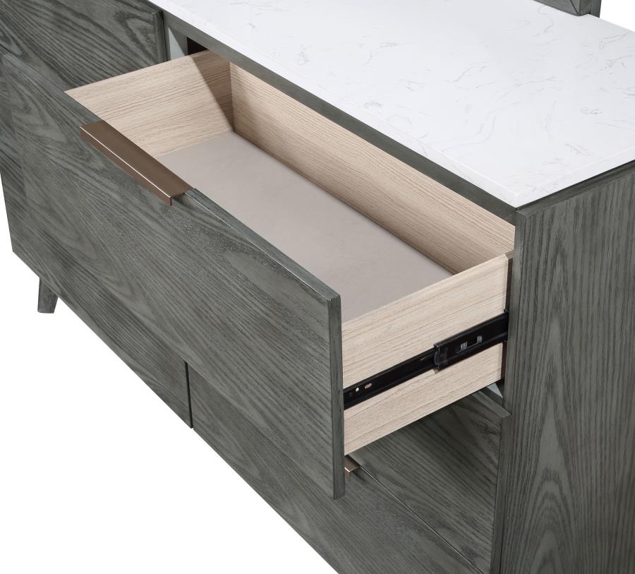 (image for) Nathan 6-drawer Dresser with Mirror Grey