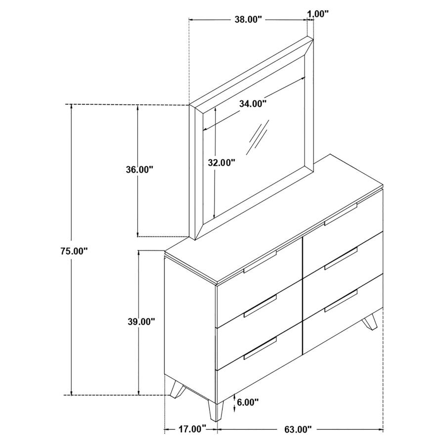 (image for) Nathan 6-drawer Dresser with Mirror Grey