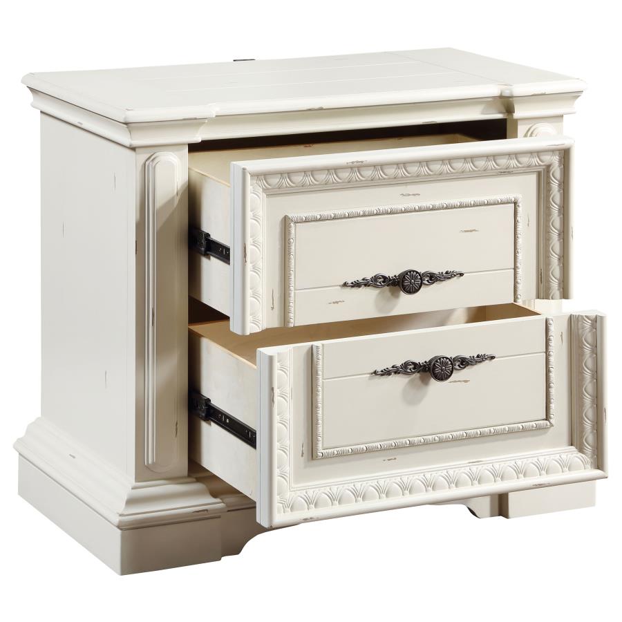 (image for) Evelyn 2-drawer Nightstand Distressed White