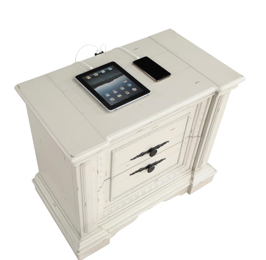 (image for) Evelyn 2-drawer Nightstand Distressed White