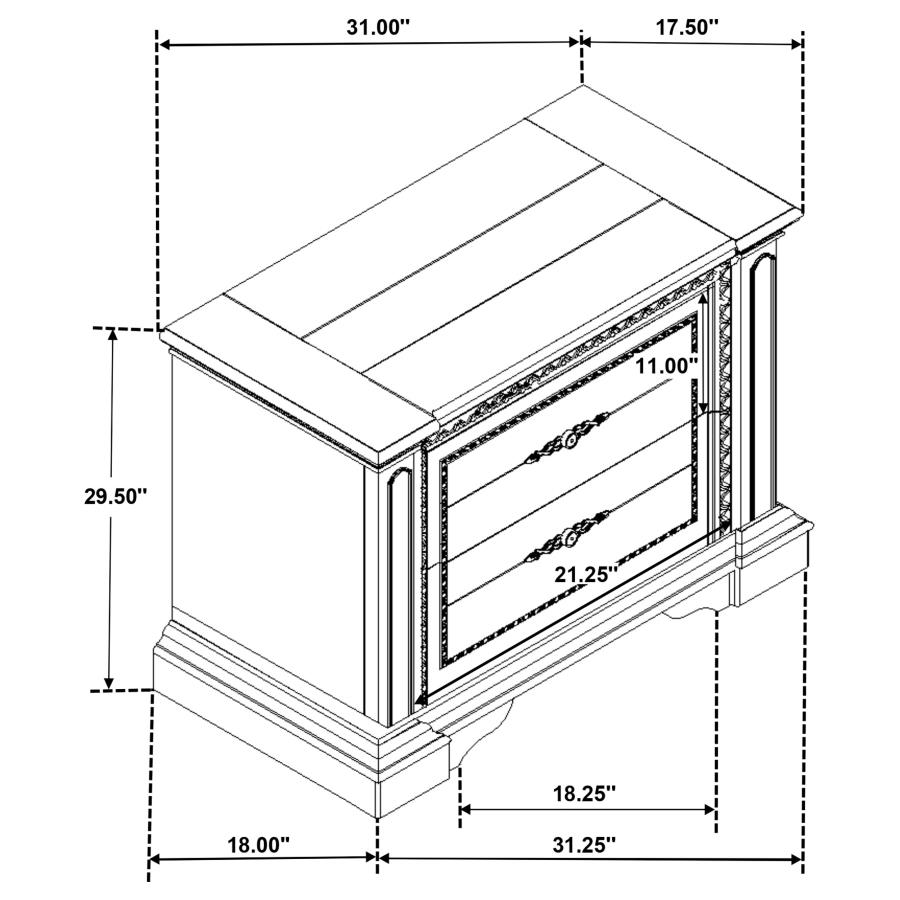 (image for) Evelyn 2-drawer Nightstand Distressed White