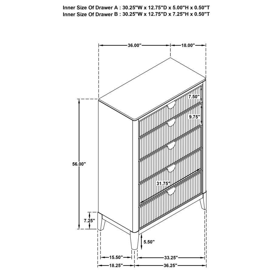 (image for) Brookmead 5-drawer Bedroom Chest Black