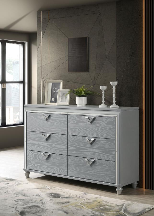 (image for) Veronica 6-drawer Dresser Light Silver