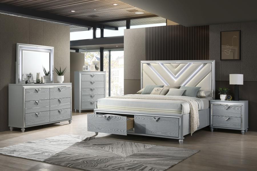 (image for) Veronica 6-drawer Dresser with Mirror Light Silver