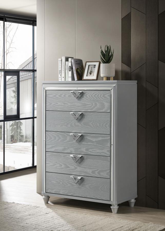 (image for) Veronica 5-drawer Bedroom Chest Light Silver