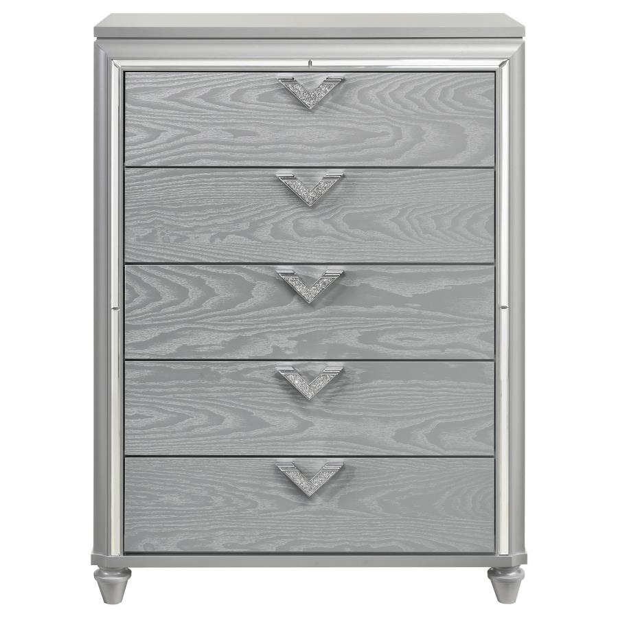 (image for) Veronica 5-drawer Bedroom Chest Light Silver