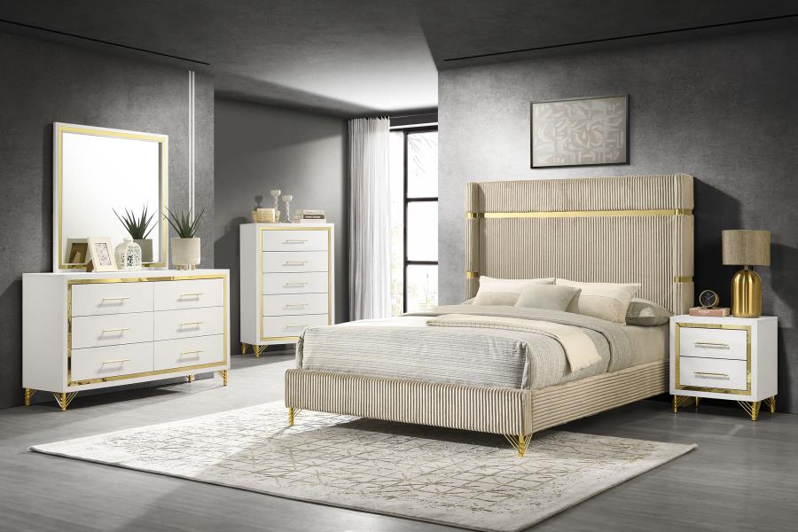 (image for) Lucia 5-piece Eastern King Bedroom Set Beige and White - Click Image to Close