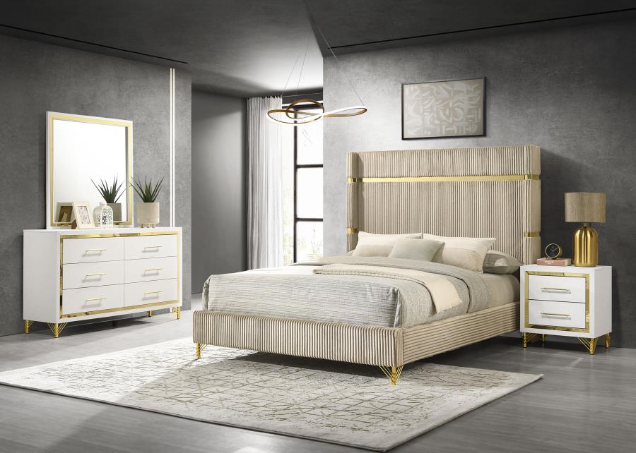 (image for) Lucia 4-piece Queen Bedroom Set Beige and White - Click Image to Close