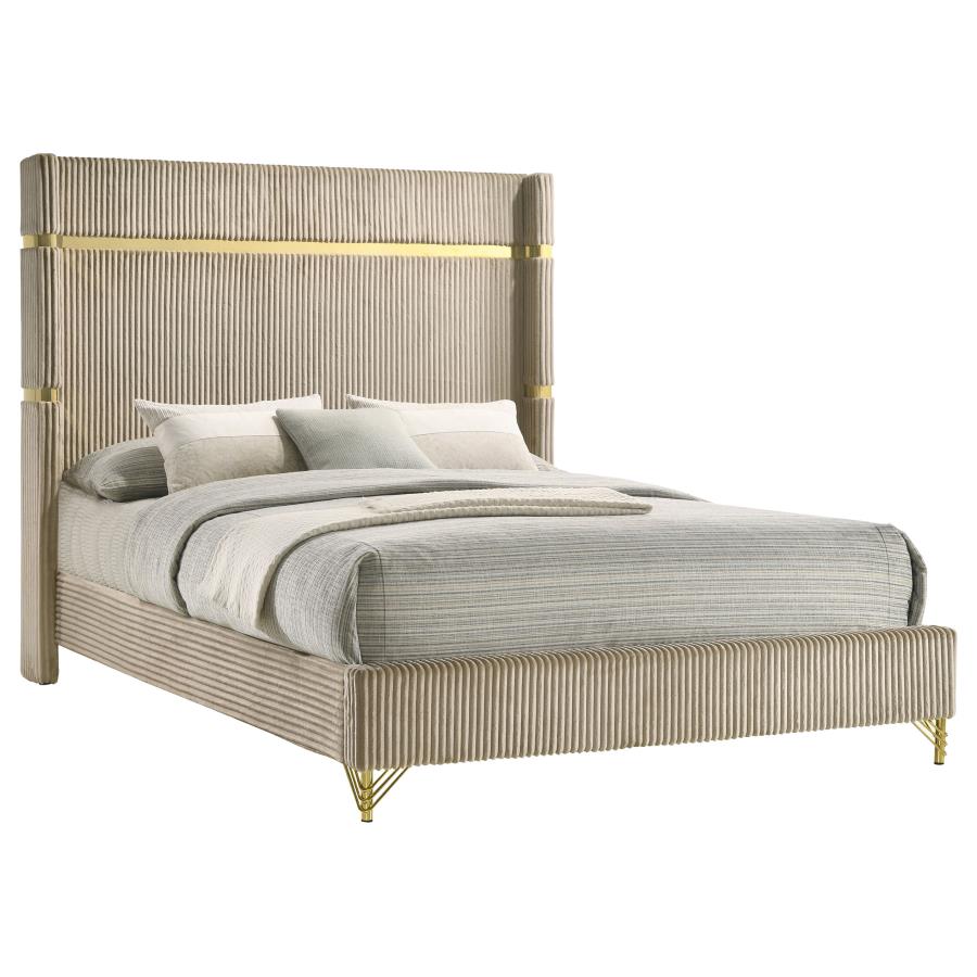 (image for) Lucia 61-inch Upholstered Queen Wingback Bed Beige