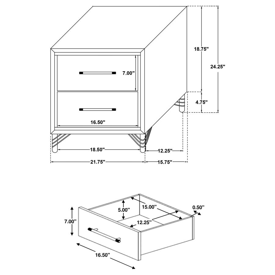 (image for) Lucia 2-drawer Nightstand Bedside Table White