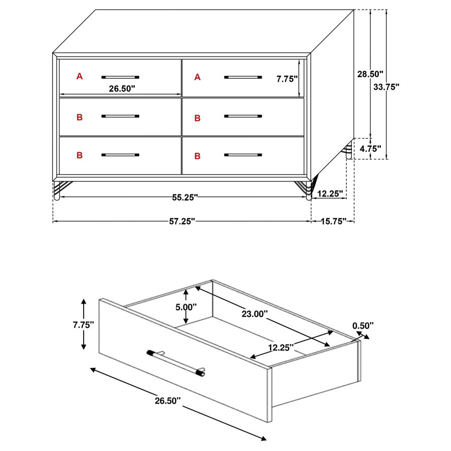 (image for) Lucia 6-drawer Dresser Cabinet White