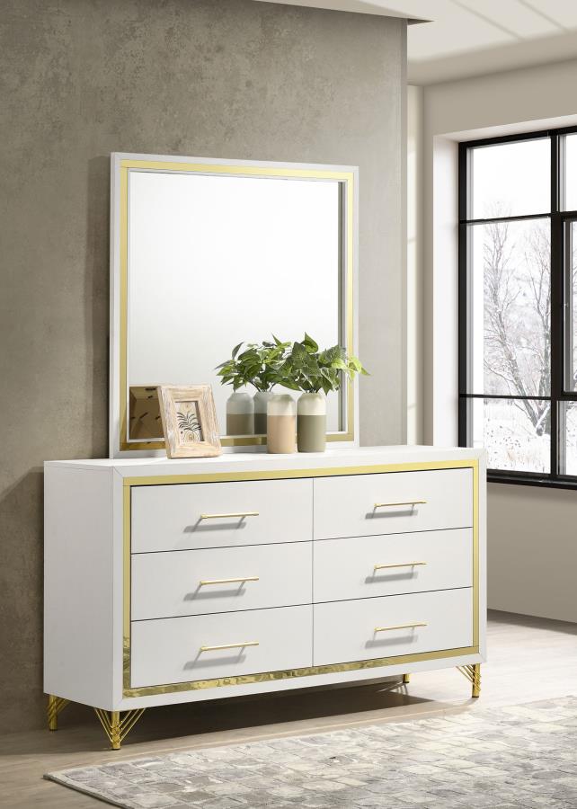 (image for) Lucia 6-drawer Dresser with Mirror White 