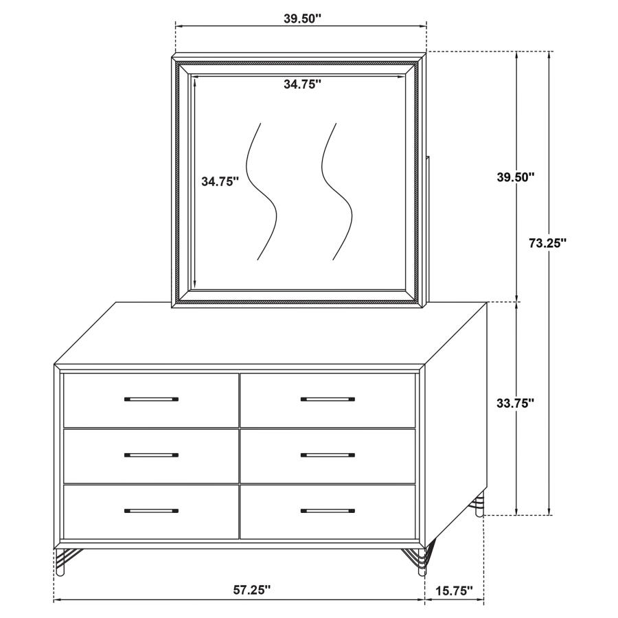 (image for) Lucia 6-drawer Dresser with Mirror White 