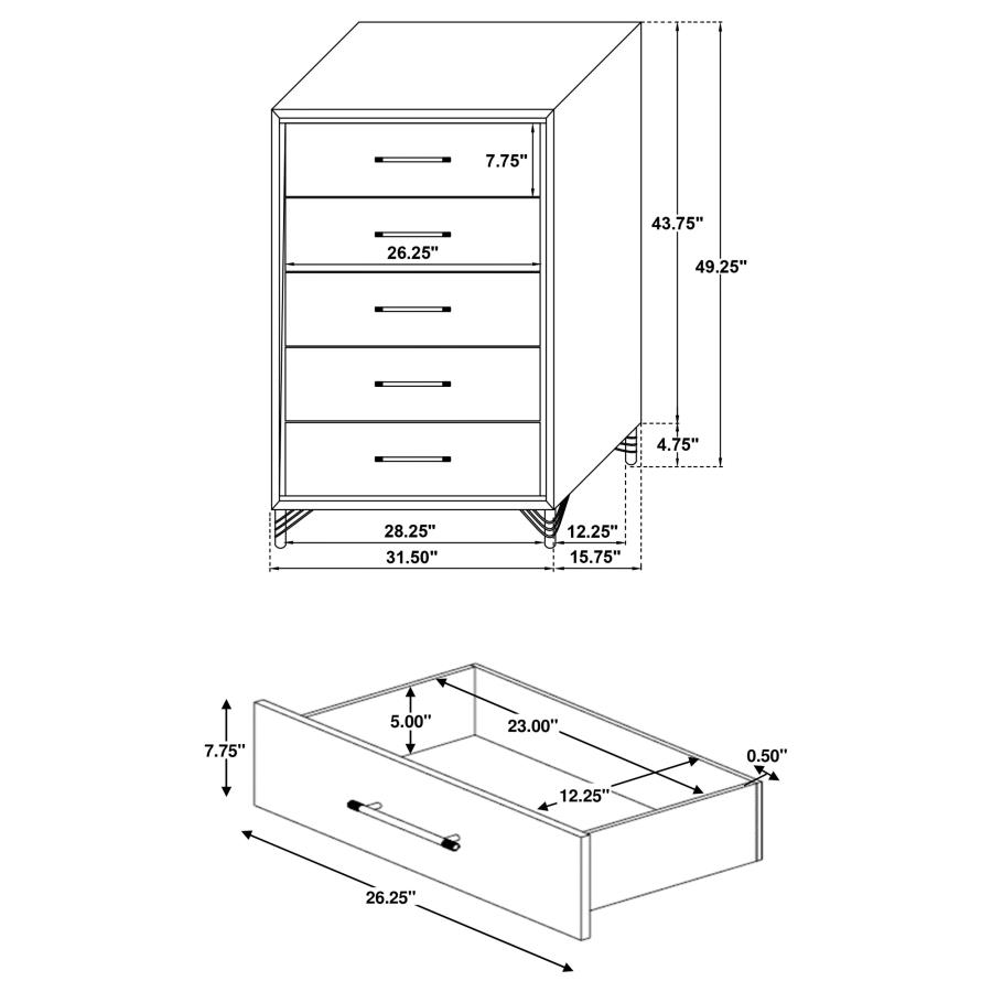 (image for) Lucia 5-drawer Bedroom Chest of Drawers White