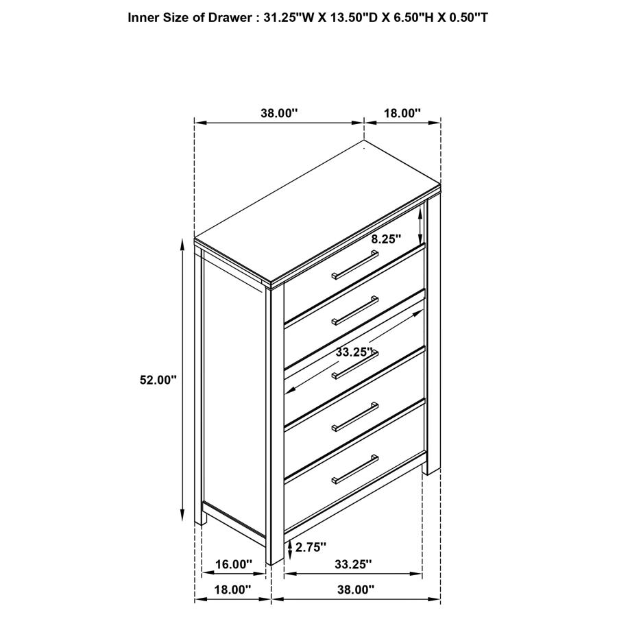 (image for) Kieran 5-piece Eastern King Bedroom Set Grey