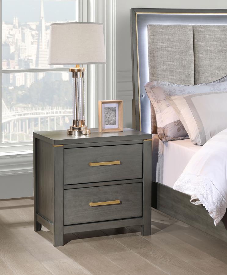 (image for) Kieran 2-drawer Nightstand Grey