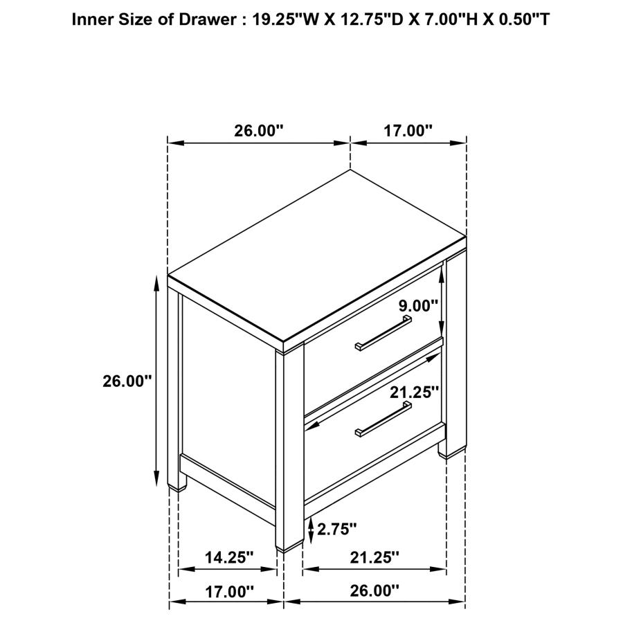 (image for) Kieran 2-drawer Nightstand Grey