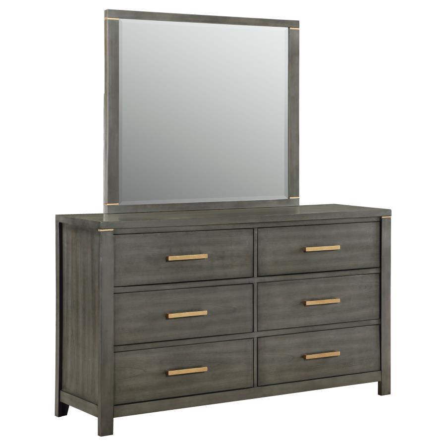 (image for) Kieran 6-drawer Dresser with Mirror Grey - Click Image to Close