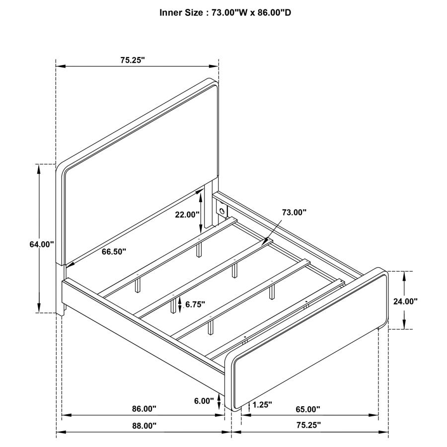 (image for) Anastasia Upholstered California King Panel Bed Pearl White