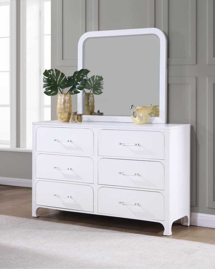 (image for) Anastasia 6-drawer Dresser with Mirror Pearl White