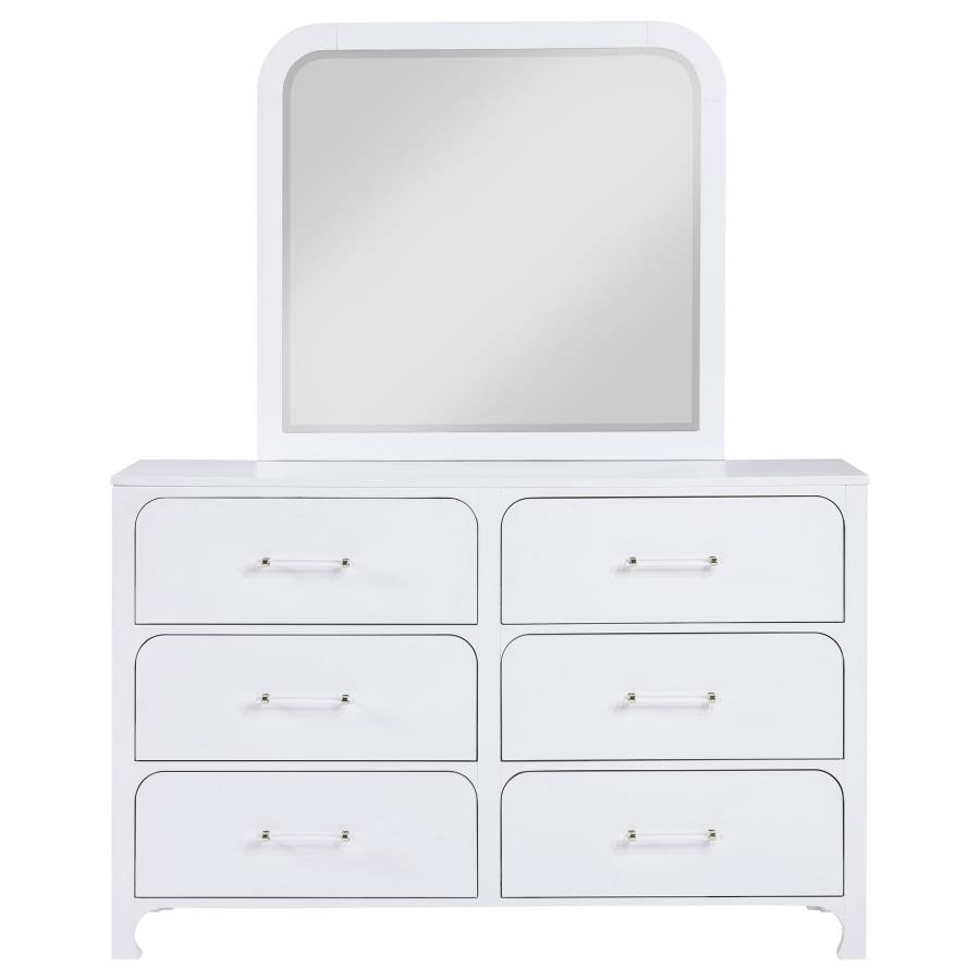 (image for) Anastasia 6-drawer Dresser with Mirror Pearl White