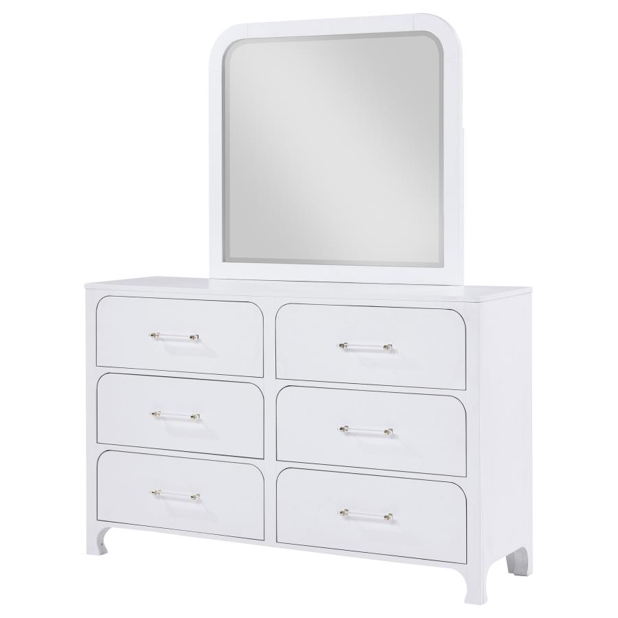 (image for) Anastasia 6-drawer Dresser with Mirror Pearl White