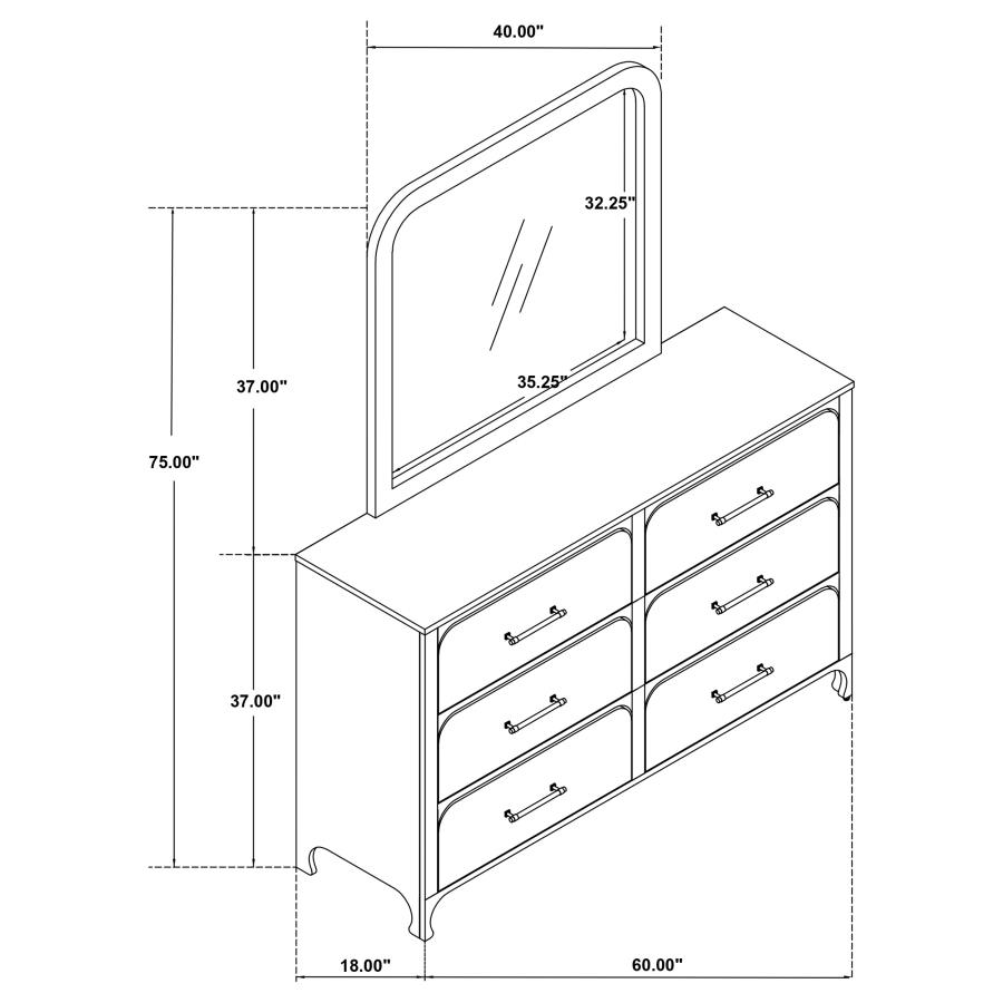 (image for) Anastasia 6-drawer Dresser with Mirror Pearl White