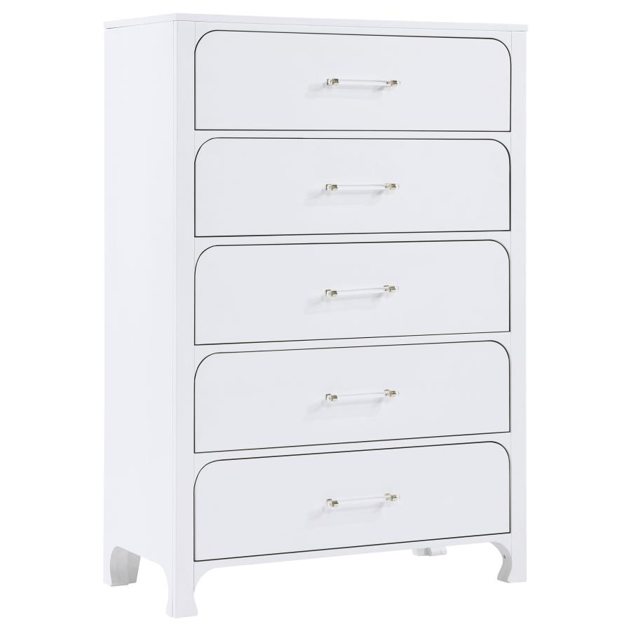 (image for) Anastasia 5-drawer Bedroom Chest Pearl White