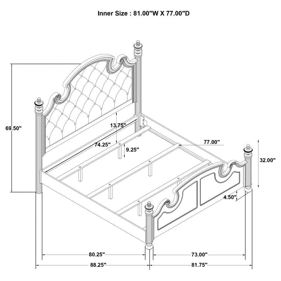 (image for) Celina Wood Eastern King Poster Bed Black